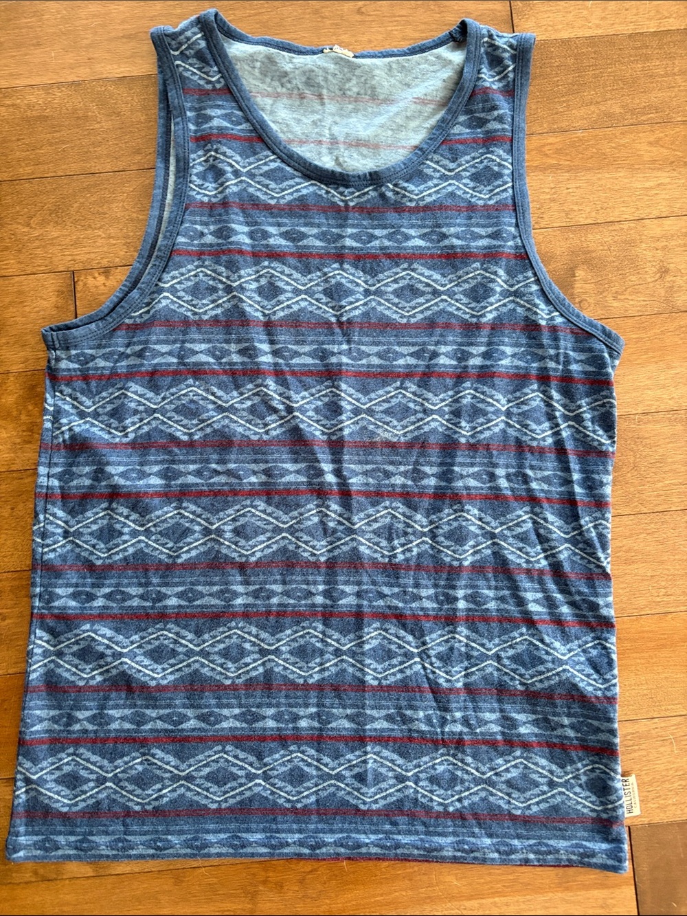 2/25$ Hollister Men's Blue Patterned Tank Top Y2K | Cotton